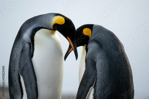 Emperor Penguins Couple Isolated On White Background isolated, white background