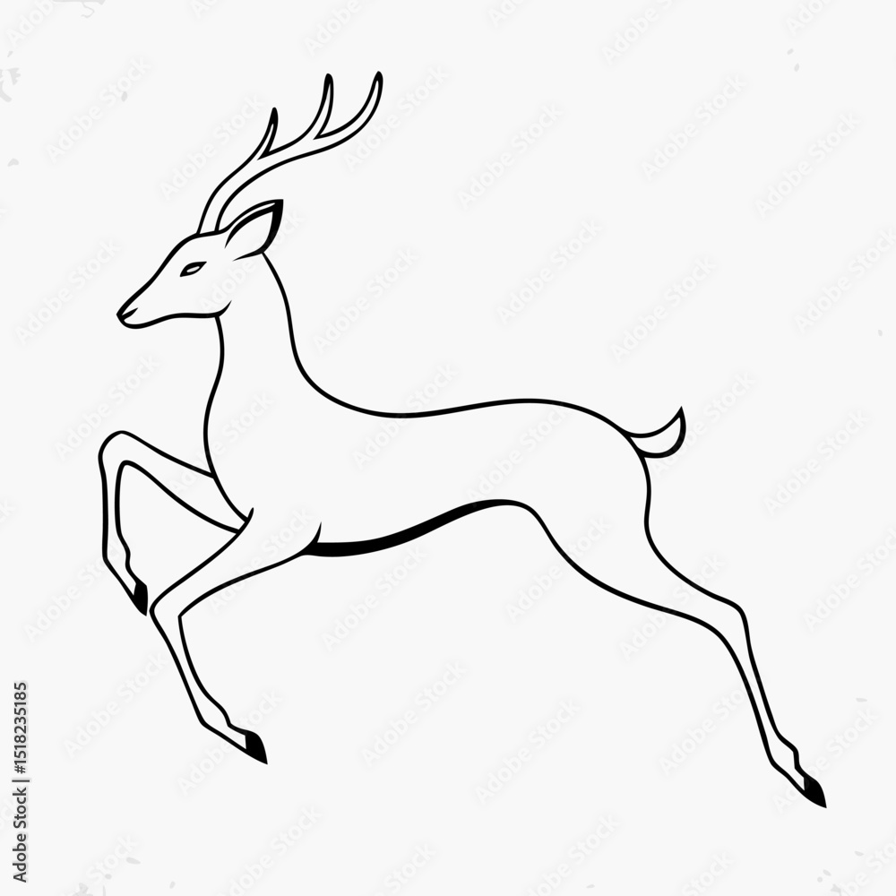 Obraz premium Line Art Drawing of a Leaping Deer with Antlers