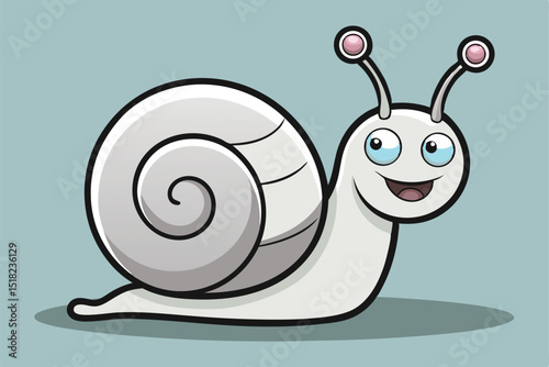 Cute Cartoon Snail with Big Eyes