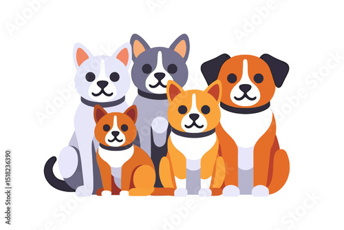 Cute Cartoon Dogs Illustration - Adorable Puppy Vector Graphic - Colorful Dog Breed Clipart for Pet Lovers and Children's Designs