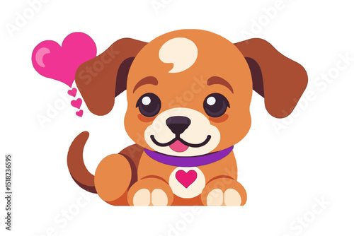 Cute Cartoon Puppy with Hearts - Adorable Dog Illustration for Kids - Valentine's Day Puppy Love Graphic for Children and Pet Lovers