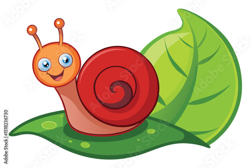 Happy Snail on a Leaf