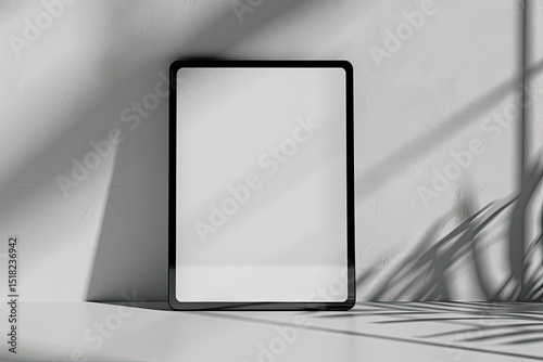 Modern Black Tablet Computer with Blank Horizontal Screen Isolated on White Background White