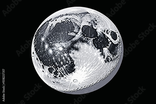 Detailed Lunar Surface - High Resolution Moon Image - Craters and Maria Visible - Perfect for Astronomy and Space Exploration Projects - Moon Photography