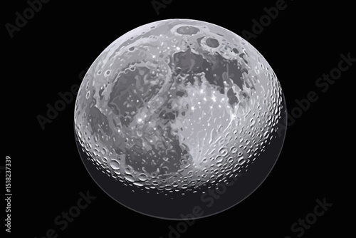 Detailed Moon Surface Image - Lunar Craters and Texture Visible - Stunning Celestial View - High Resolution Moon Photography - Explore the Moon