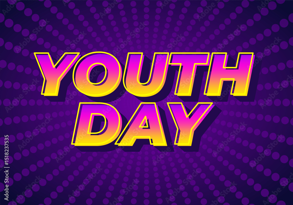 Youth day. Bold 3D text effect for energetic celebration design Youth day. Bold 3D text effect for energetic celebration design
