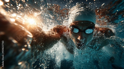 Underwater View of a Swimmer Performing the Butterfly Stroke