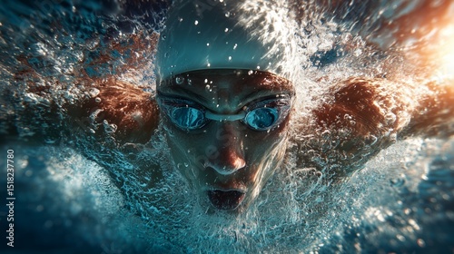 Underwater View of a Swimmer Performing the Butterfly Stroke