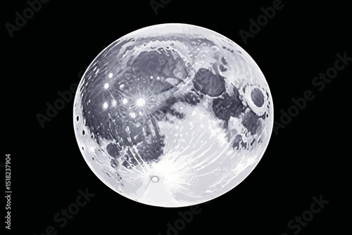 Full Moon Close-Up Image- Detailed Lunar Surface Features- Night Sky Astronomy Photography- Lunar Craters and Mare Visible- Perfect for Space Enthusiasts