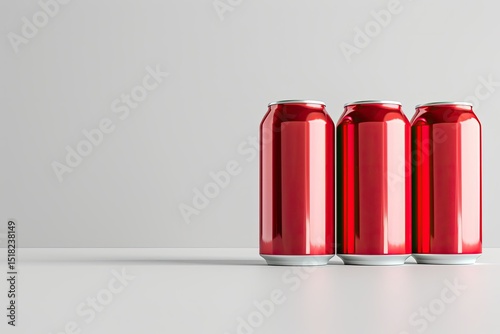 Vibrant Color Image of Three Cans of Soda on a White Background