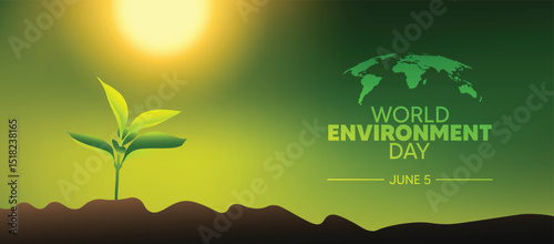 World Environment Day 5 June little growing plant vector poster