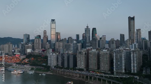 Chongqing dajinggh skyline at dusk, yuzhong district, china photo