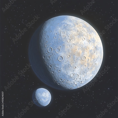 Two celestial bodies in space