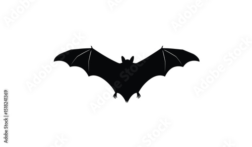 The flying bat vector illustration with white cutting elements. Halloween party character decoration.