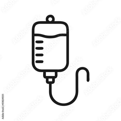 IV drip bag icon in minimalist style on transparent background