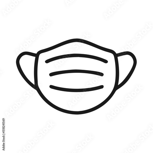 Face mask icon in minimalist style on transparent background
