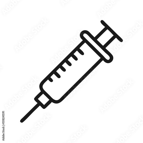 Syringe icon in minimalist style on transparent background