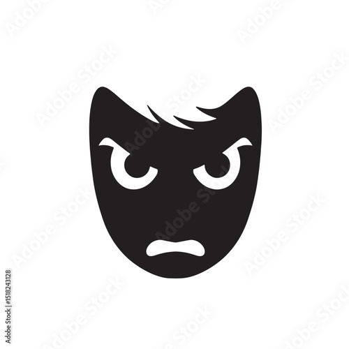 Angry Face Icon Vector Illustration of a Furious Expression