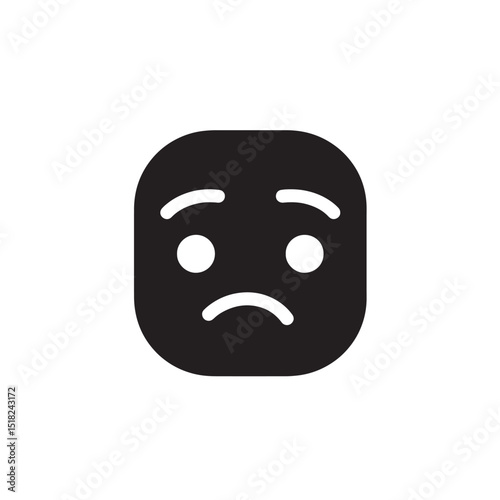 Sad Face Emoji Icon Vector Illustration of a Downcast Expression