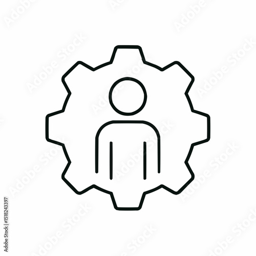 Outlined person inside a cog — functional role in a system.