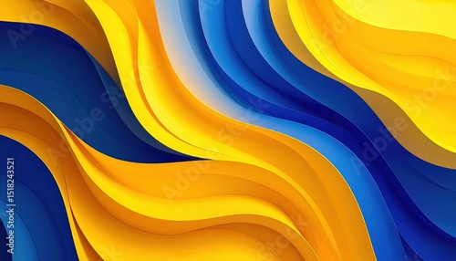 Abstract Background With Yellow And Blue Wavy Lines