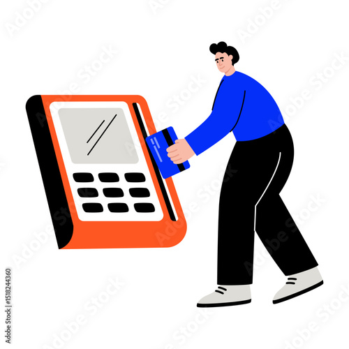 A flat style illustration showing swipe card