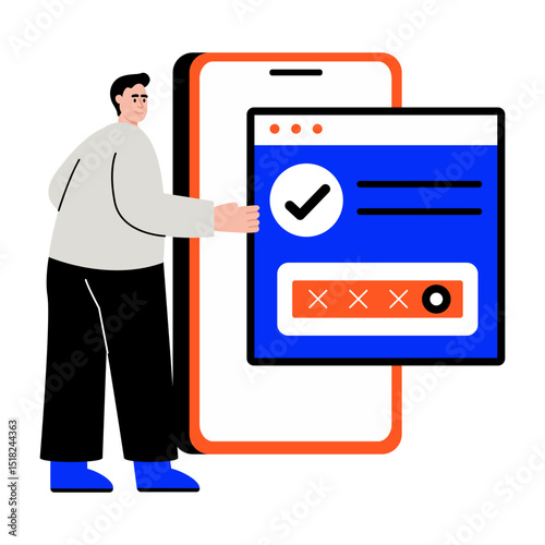 A flat style illustration showing scam on device