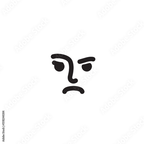 Minimalist Line Art Illustration of an Angry Face Expression