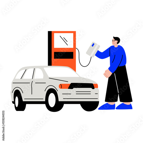 A flat style illustration showing a person using card