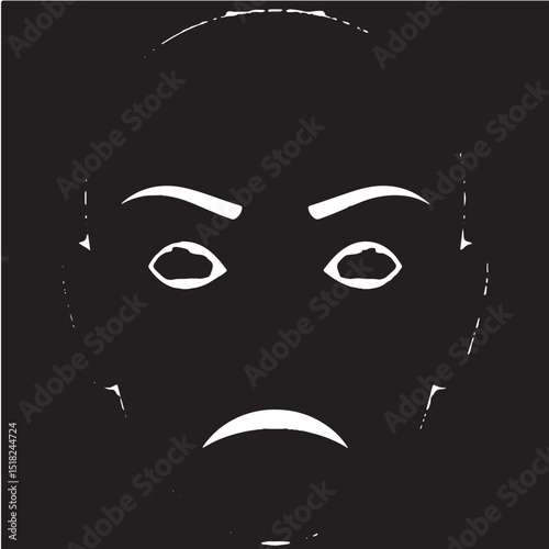 Disappointed Face A Monochrome Illustration of Frustration and Sadness