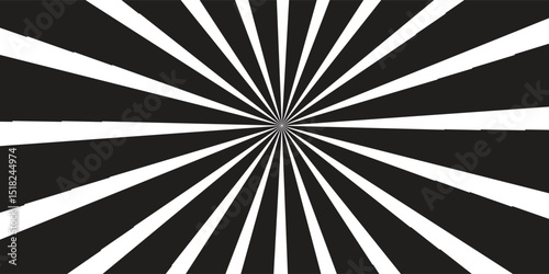 PrintBlack And White Radial Striped Pattern With Abstract Optical Effects