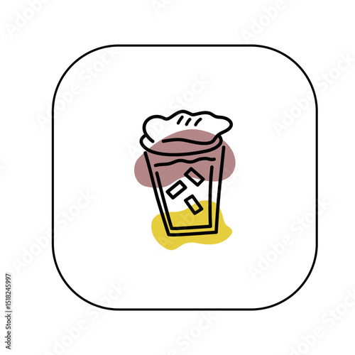 Logo and icon of cold drink in a glass with cream