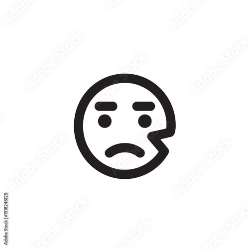 Sad Face Emoji Icon Vector Illustration of a Unhappy, Disappointed, or Frustrated Expression