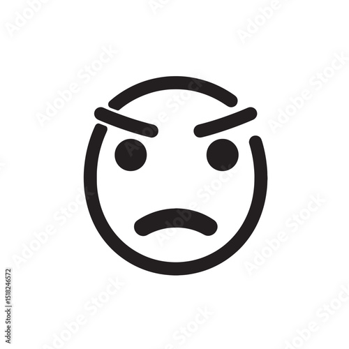 Angry Face Icon Vector Illustration of an Annoyed Expression, Perfect for Websites and Apps