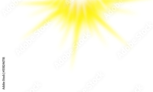 Bright sunlight rays on Transparent background. Glowing sunbeam. Vibrant sunshine glow. Summer sky light effect. Shining lens flare. PNG