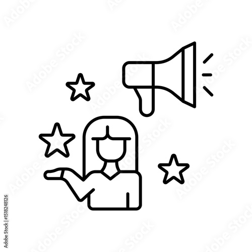 Social Media Influencer and Opinion Leader Line Icon