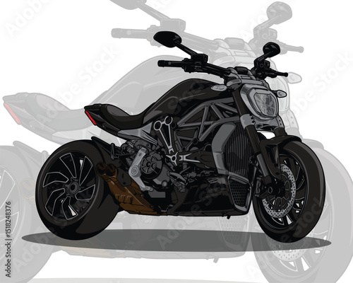 Chopper Motorcycle Vector Illustration Drawing