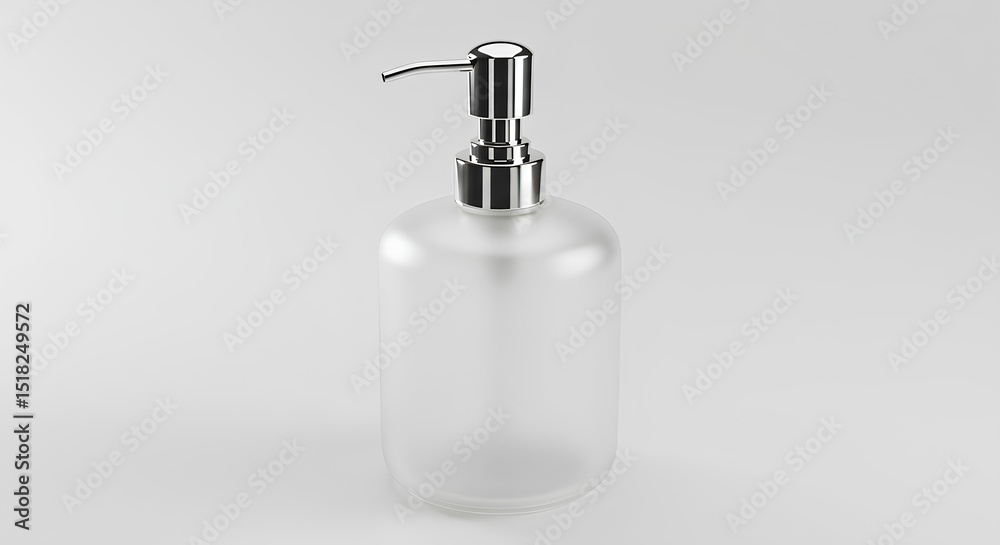 Obraz premium Frosted glass soap dispenser pump mockup, modern 3D render on white background
