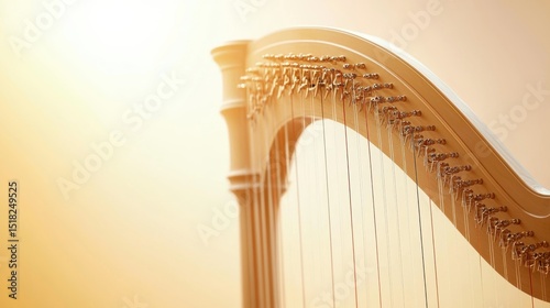 Wallpaper Mural An elegant wooden harp close-up against a warm background, highlighting its beautiful details. Torontodigital.ca