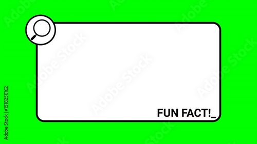 Animation pop up Fun Fact message bubble label design with magnifying on yellow background. template post icon for social media background