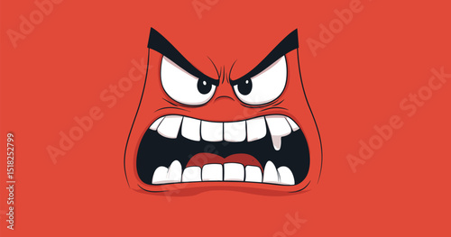 Vector eyes and angry mouth of a character on a uniform background .Generative AI