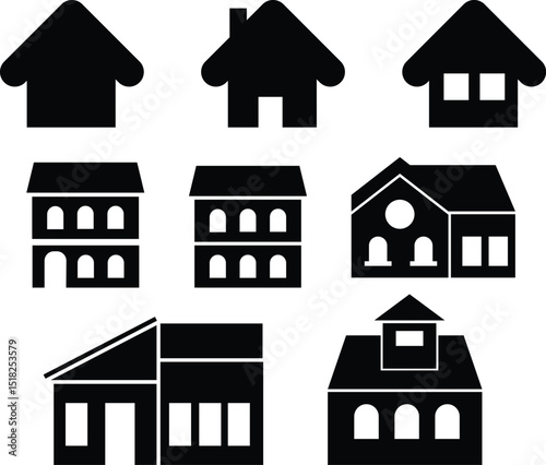 silhouette of house and building