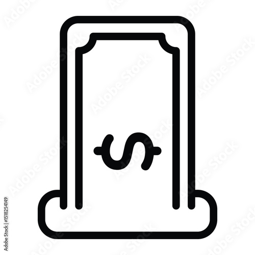 Black and white outline of a dollar bill, perfect for financial presentations, business websites, or moneyrelated designs. Great for financial concepts.