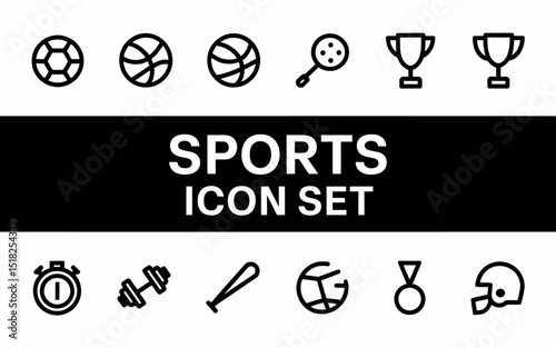 Premium Sports Icon Set Graphic Design Elements Modern Line Art Style Vector Illustration Perfect for Websites Mobile Apps and Presentations Clean Minimalist Design High Resolution Images Professional