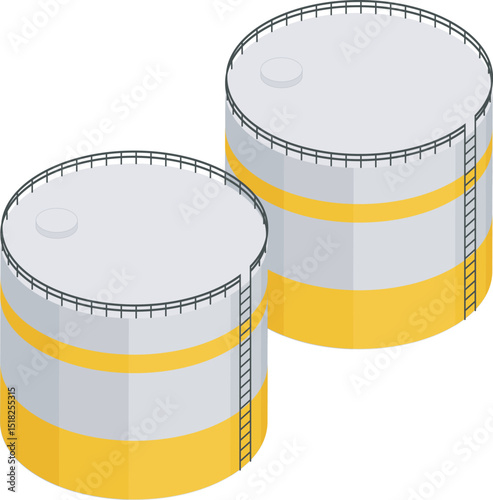 Two Barrel Yellow on Isometric Vector Illustration