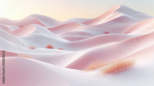 This soft pink landscape features flowing curves and gentle pastel tones, creating a serene and peaceful atmosphere. Ideal for artistic, creative projects