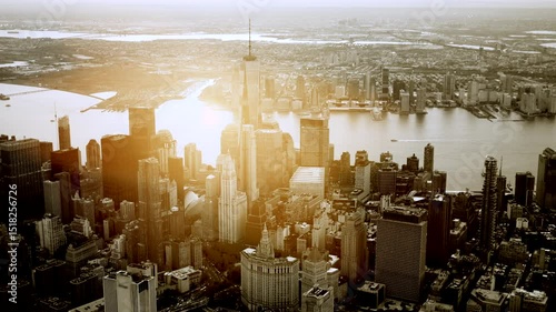 A Stunning Aerial View of New York City Captured Beautifully at the Time of Sunset