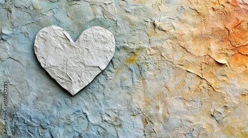 A textured heart shape against a stone background.