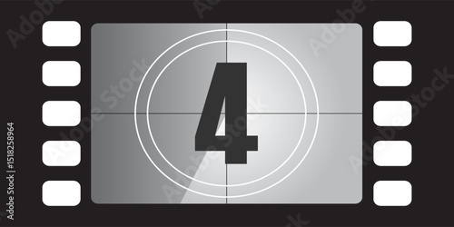 Movie Countdown Frame. Retro design. Old film movie timer count. Vintage cinema. Number count. Vector illustration.eps 10