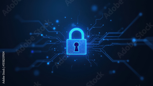 Blue lock with network background, symbolizing internet security.